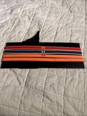 Under Armour 4 pack Striped Elastic Headbands - Orange, Navy, Red